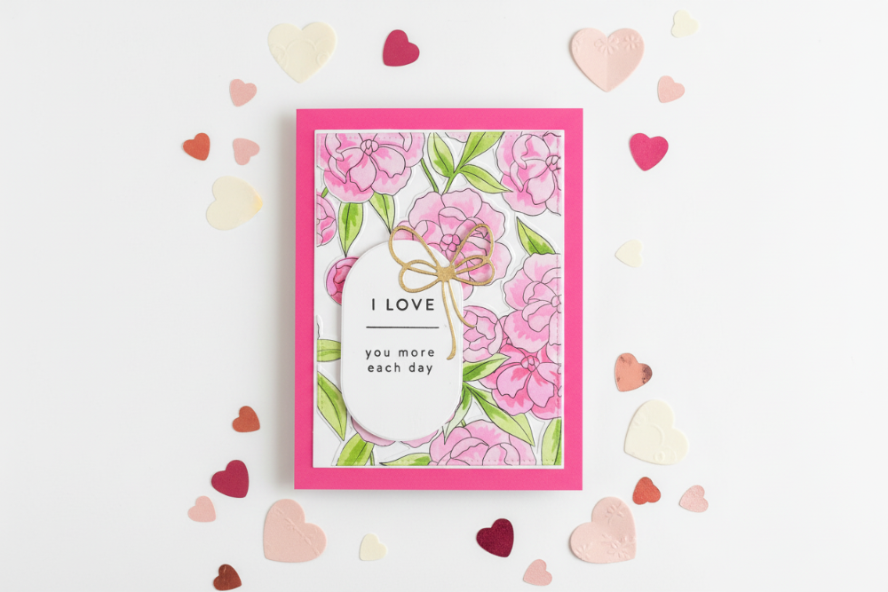 I Love You More Each Day Card Mockup with Hearts