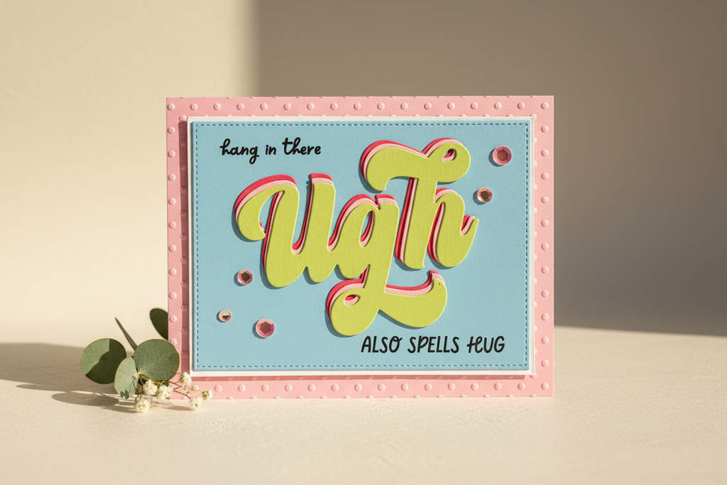 Handmade UGH Also Spells Hug card mockup