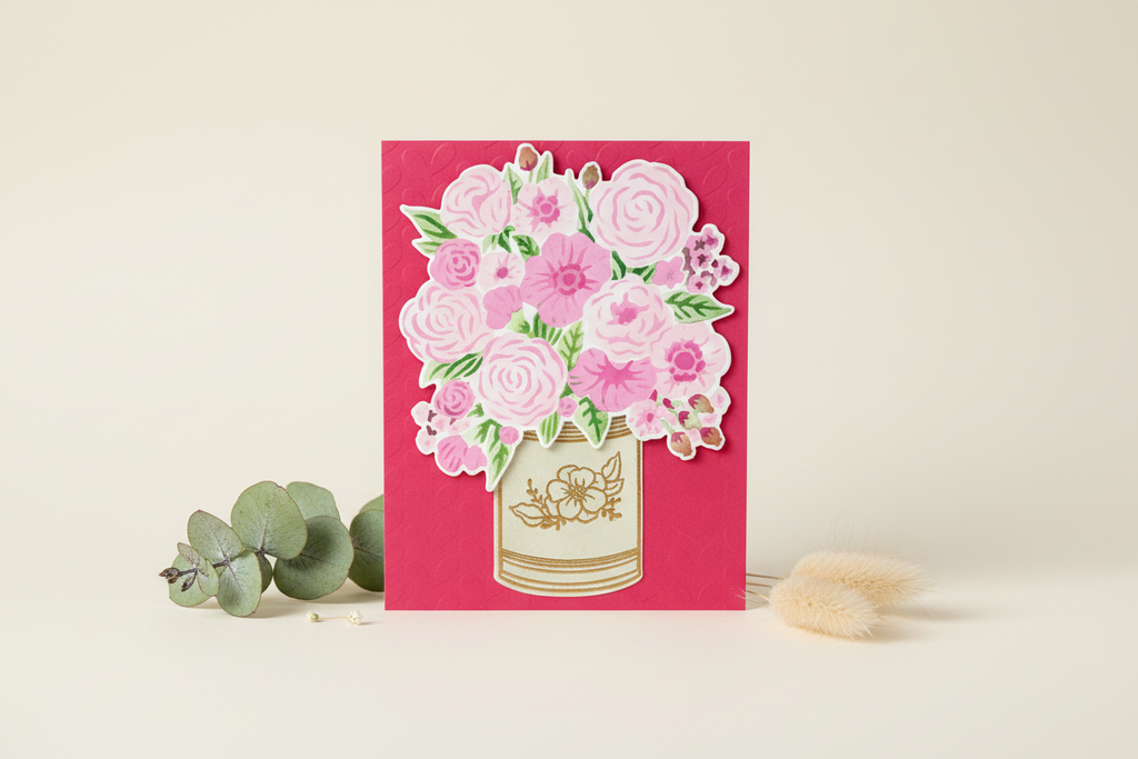 Handmade Bouquet of Spring Flowers card mockup