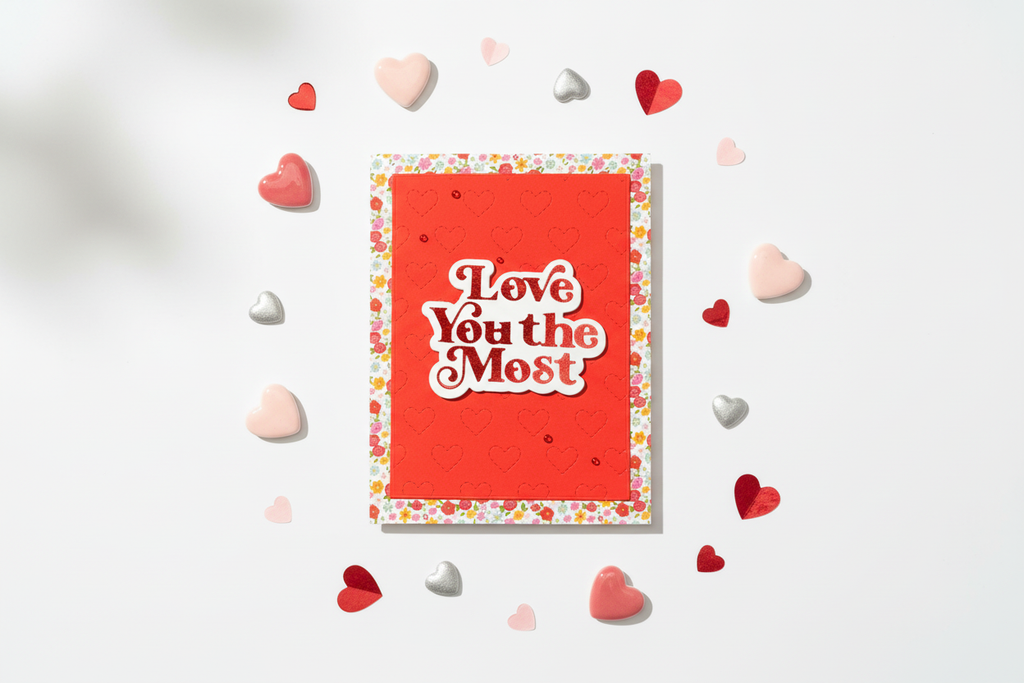 Love You The Most Card Mockup with Hearts