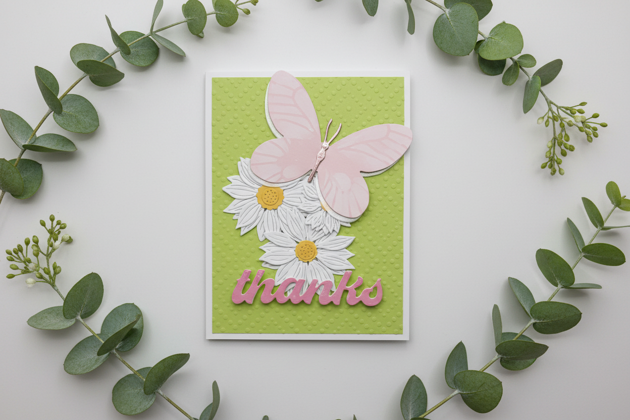 Pink Butterfly Thank You Mockup