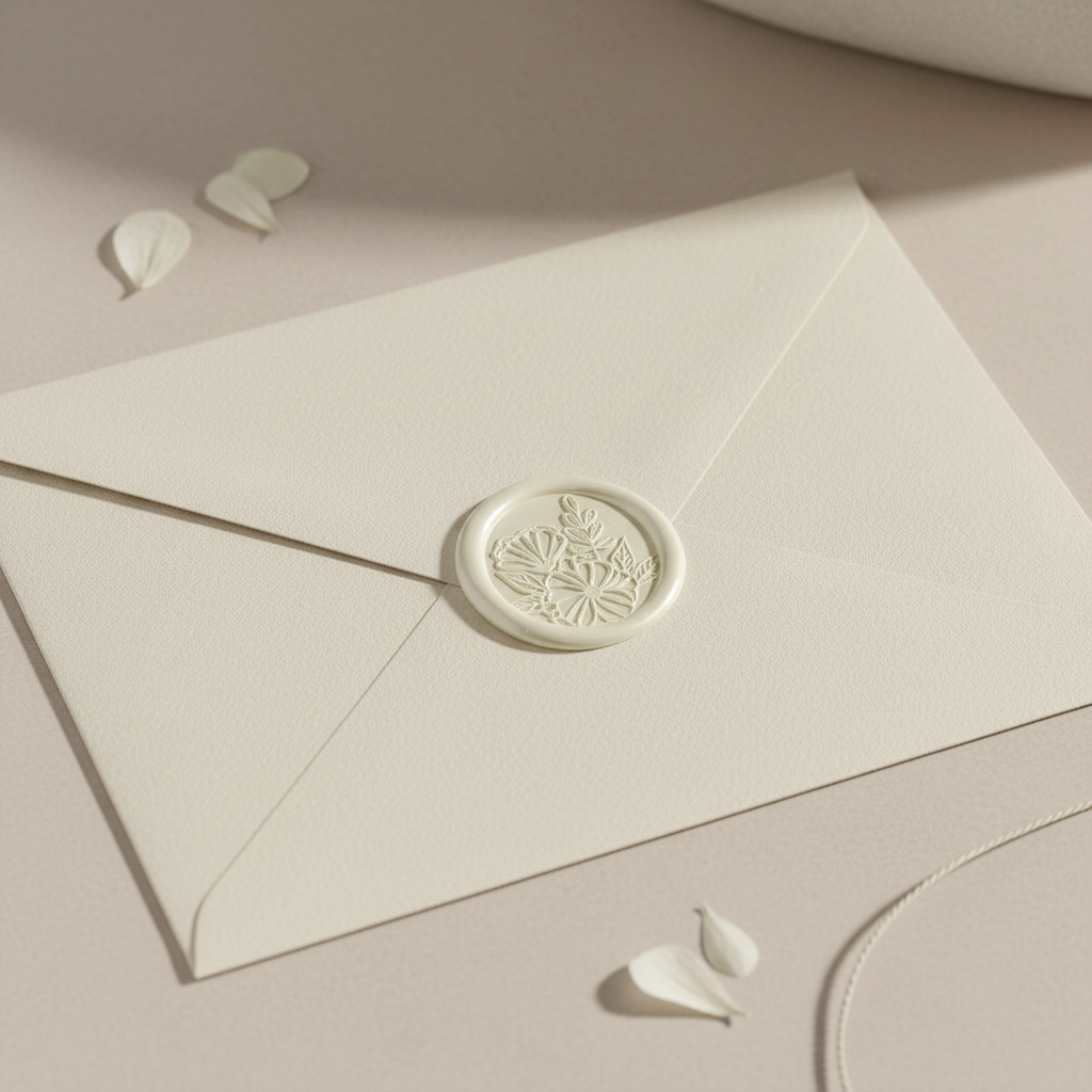 Wax seal on envelope mockup